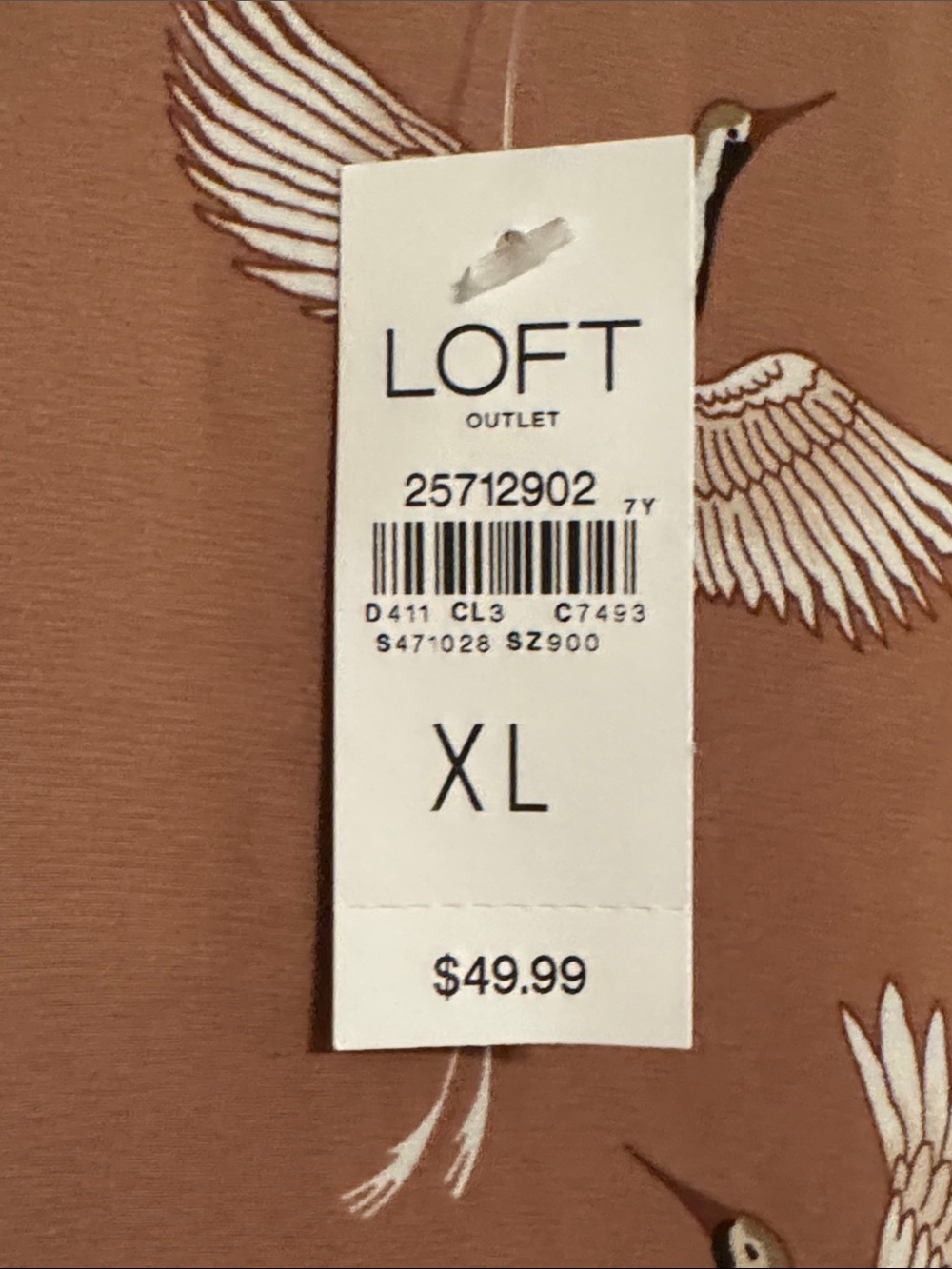 NWT XL Loft Oriental Crane Print - Dusty Rose / Blush Modern Tunic Blouse - Picture 4 of 6